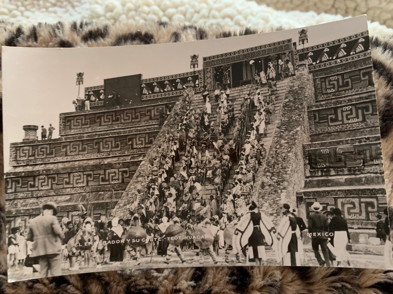 RPPC Photo Postcard Teotihuacan Festival The Emperor and his Court Mexico