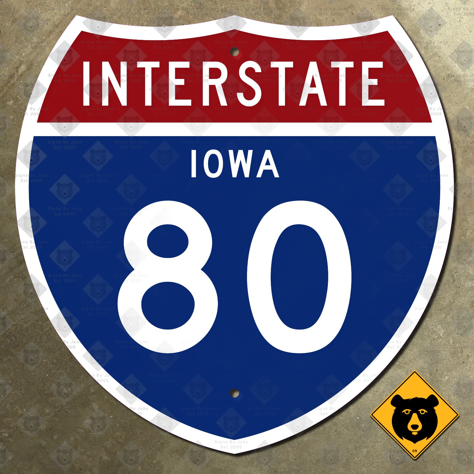 Iowa Interstate 80 highway route road sign Des Moines Davenport 12x12