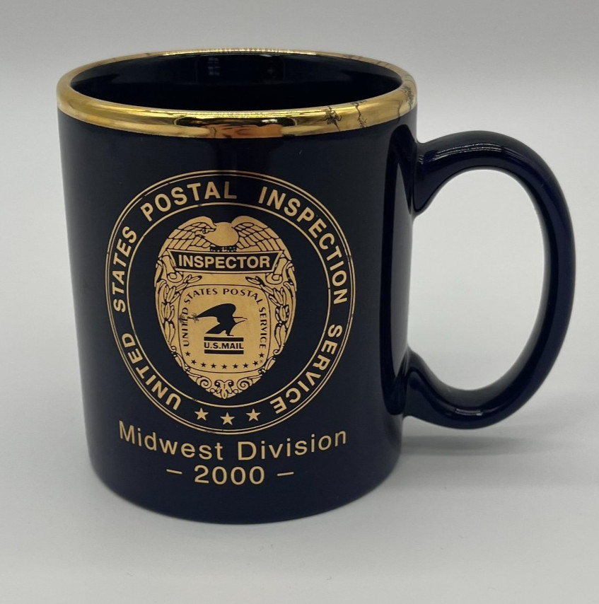 USPS United States Postal Inspector Coffee Mug Midwest Division 2000 Gold