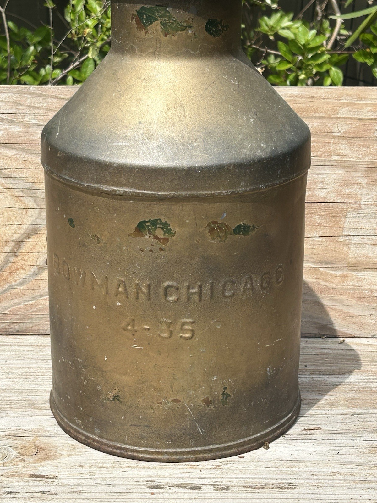 Vtg Antique 1935 BOWMAN CHICGO Dairy Farm Bowman Sign Cream Metal Milk Can