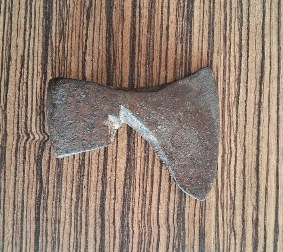 18\'s Antique Indian hand forged Iron Axe head hatchet collectible heavy used Axe