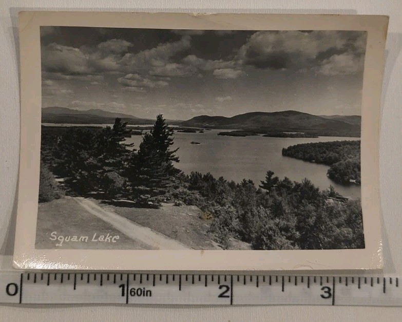 Vintage Photo Squam Lake New Hampshire NH Scenic Mountain Vista View Snapshot