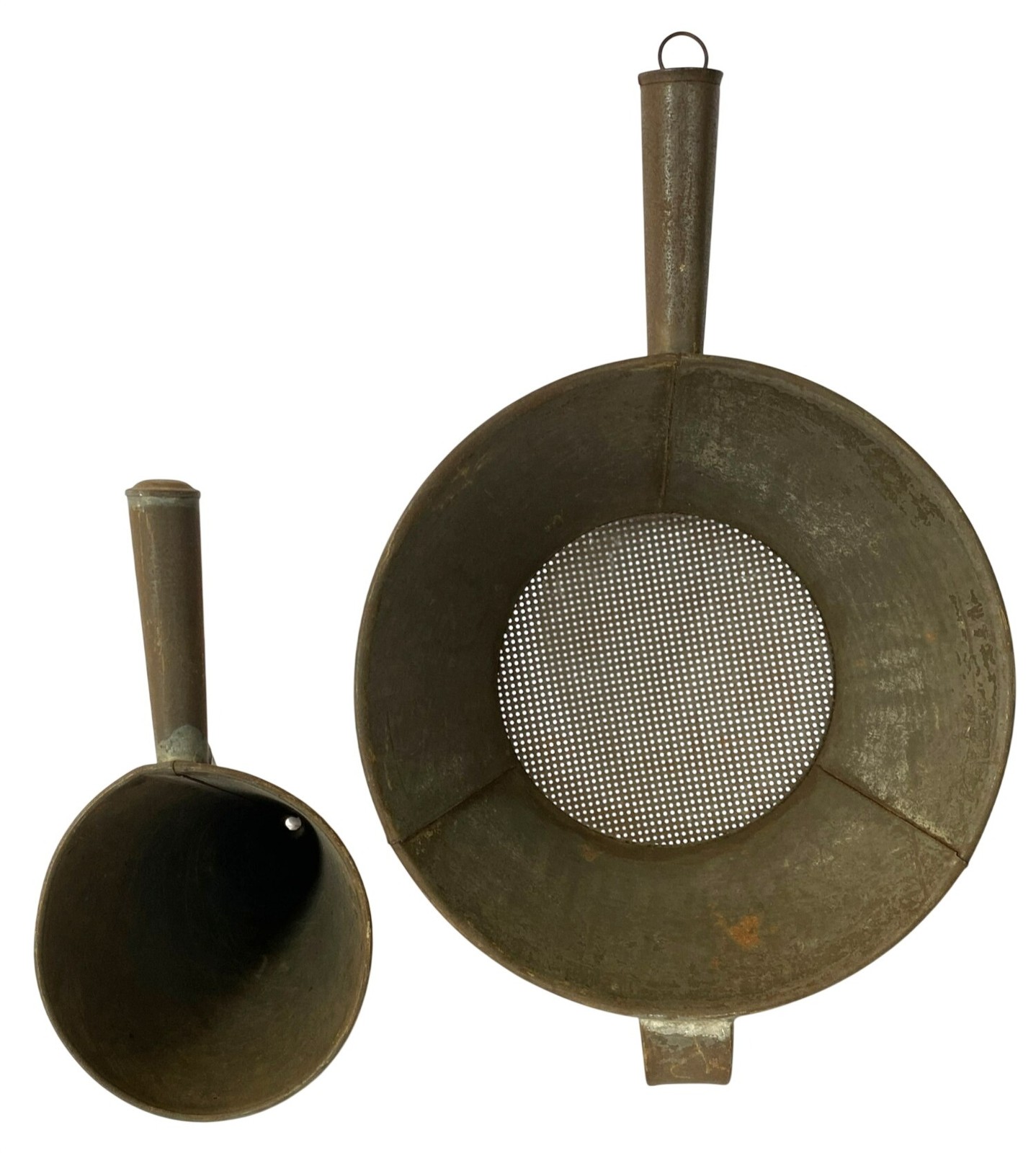 Vintage Antique Kitchen Tool Funnel Strainer Metal Hand Crafted Primitive Rustic