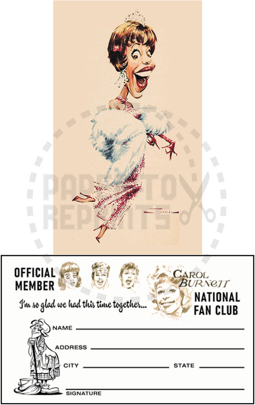 CAROL BURNETT NATIONAL FAN CLUB MEMBERSHIP CARD - FANTASY CARD