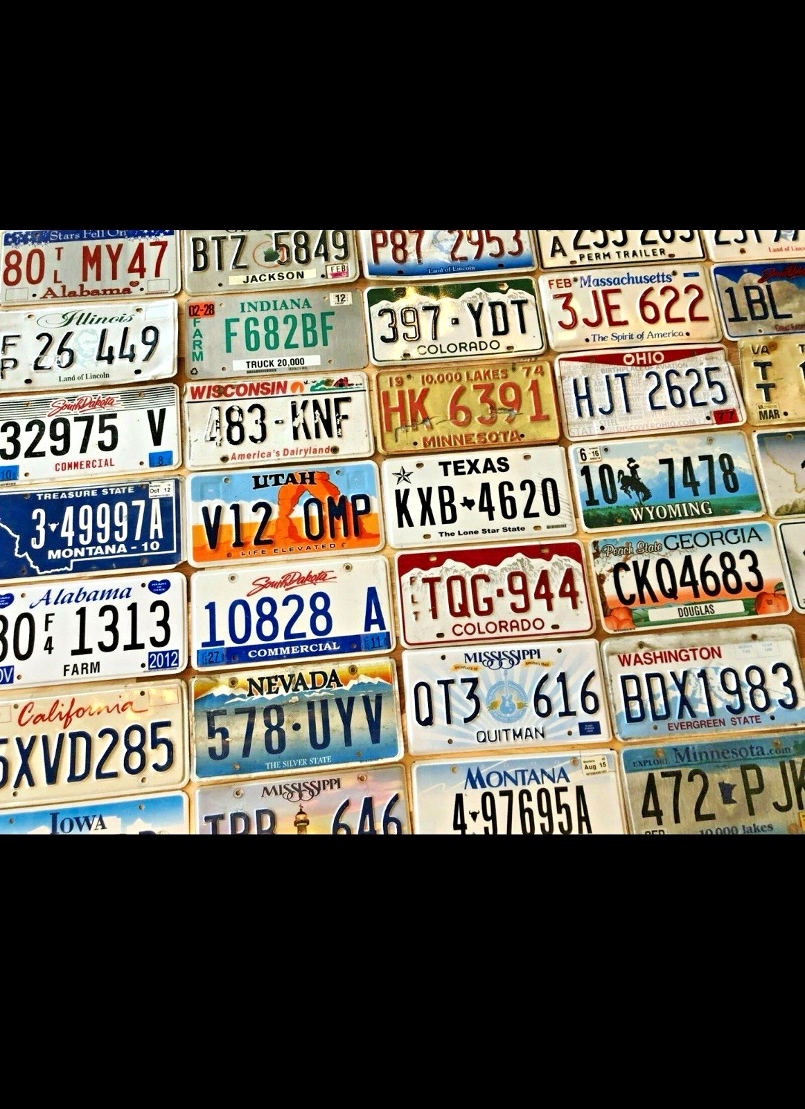 10 Mixed Lot Collectible Assorted US State License Plates, Multiple States