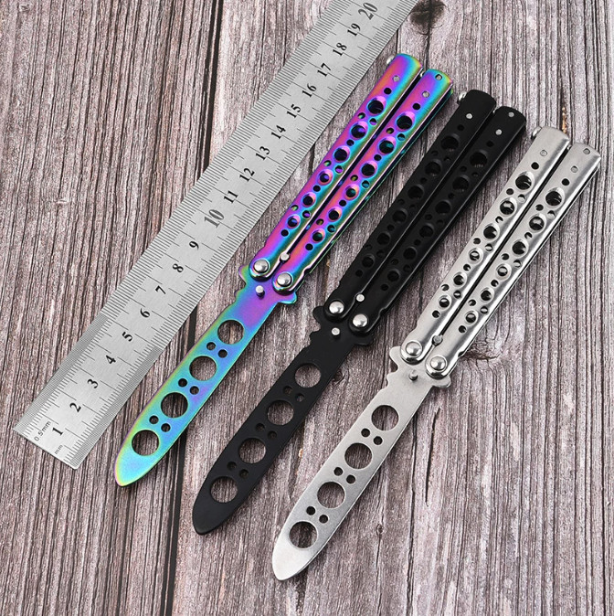 Portable Folding Butterfly Knife CSGO Balisong Trainer Stainless Steel Pocket Pr