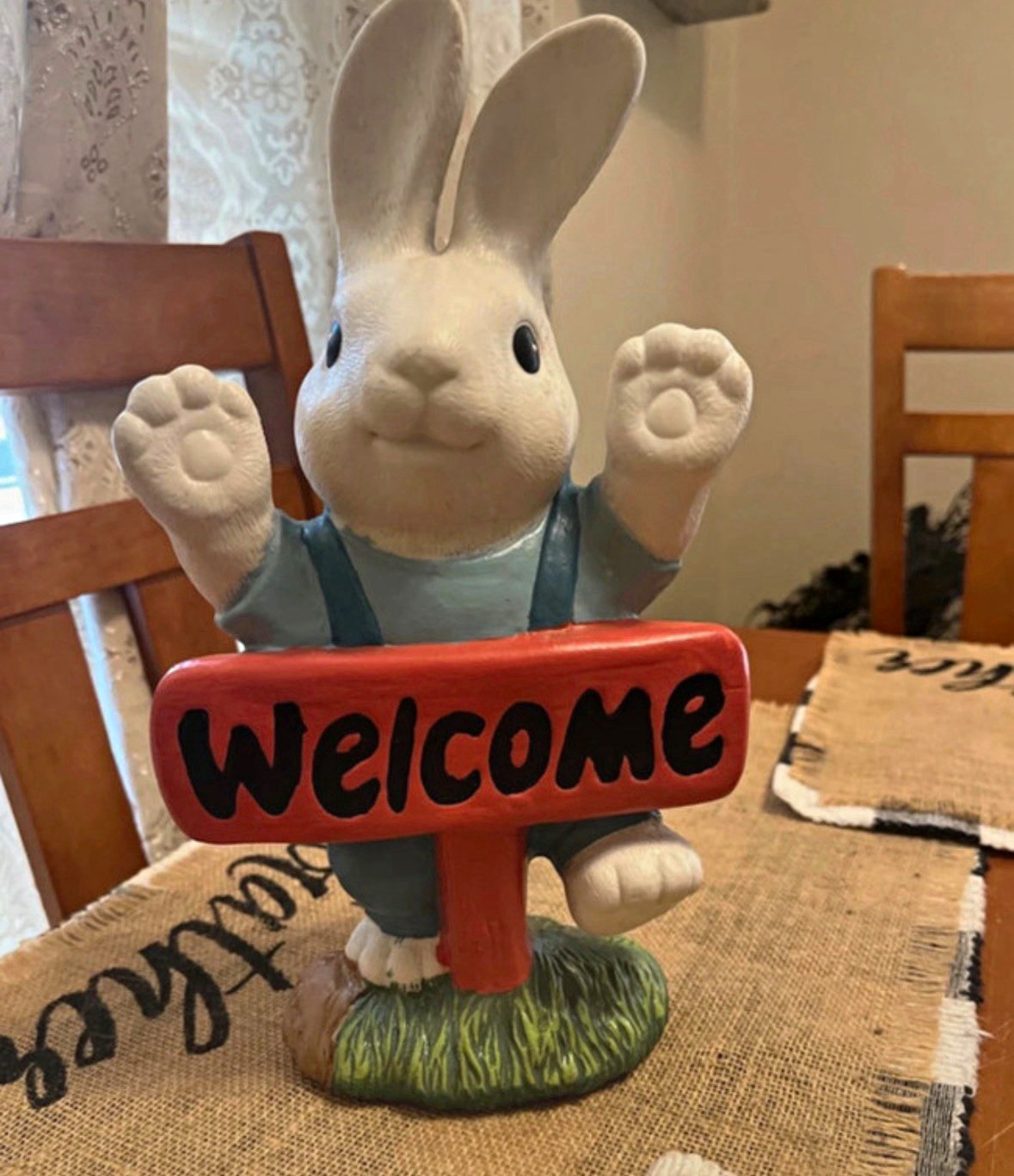 Adorable Hand Painted Resin Rabbit