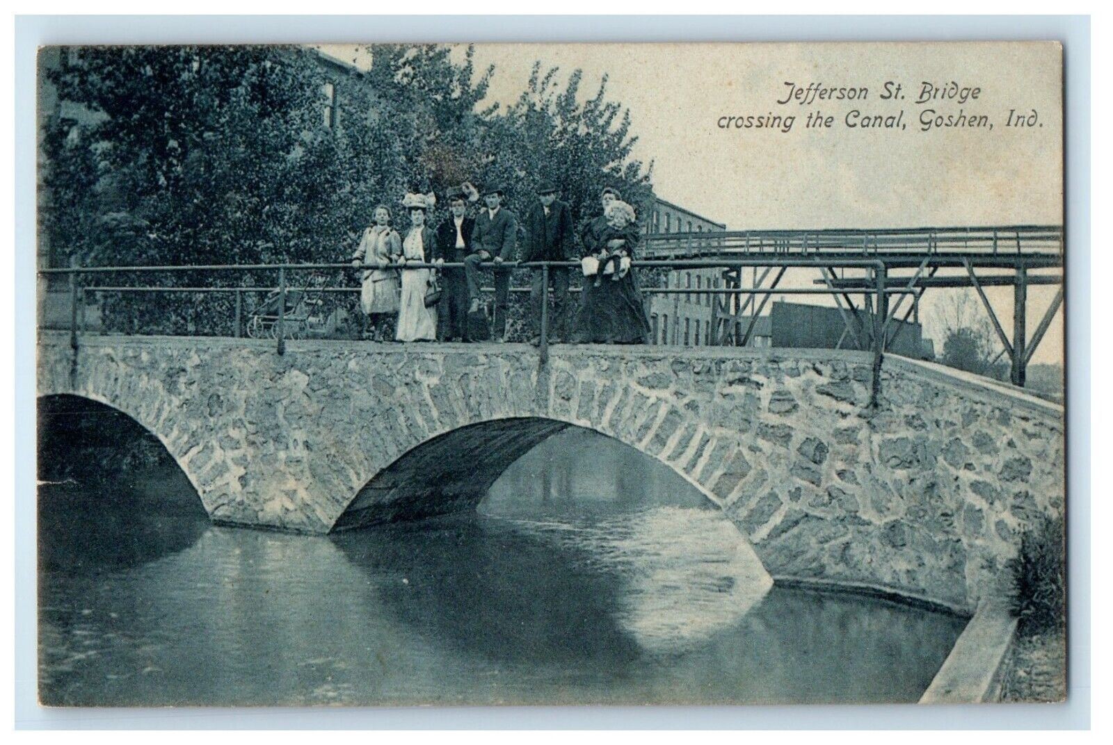 c1910\'s Jefferson St. Bridge Crossing The Canal Goshen Indiana IN Postcard