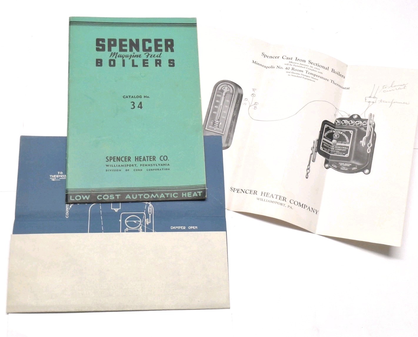 Spencer Heater Co Feed Boilers Williamsport PA Catalog & Extras Lot 1934