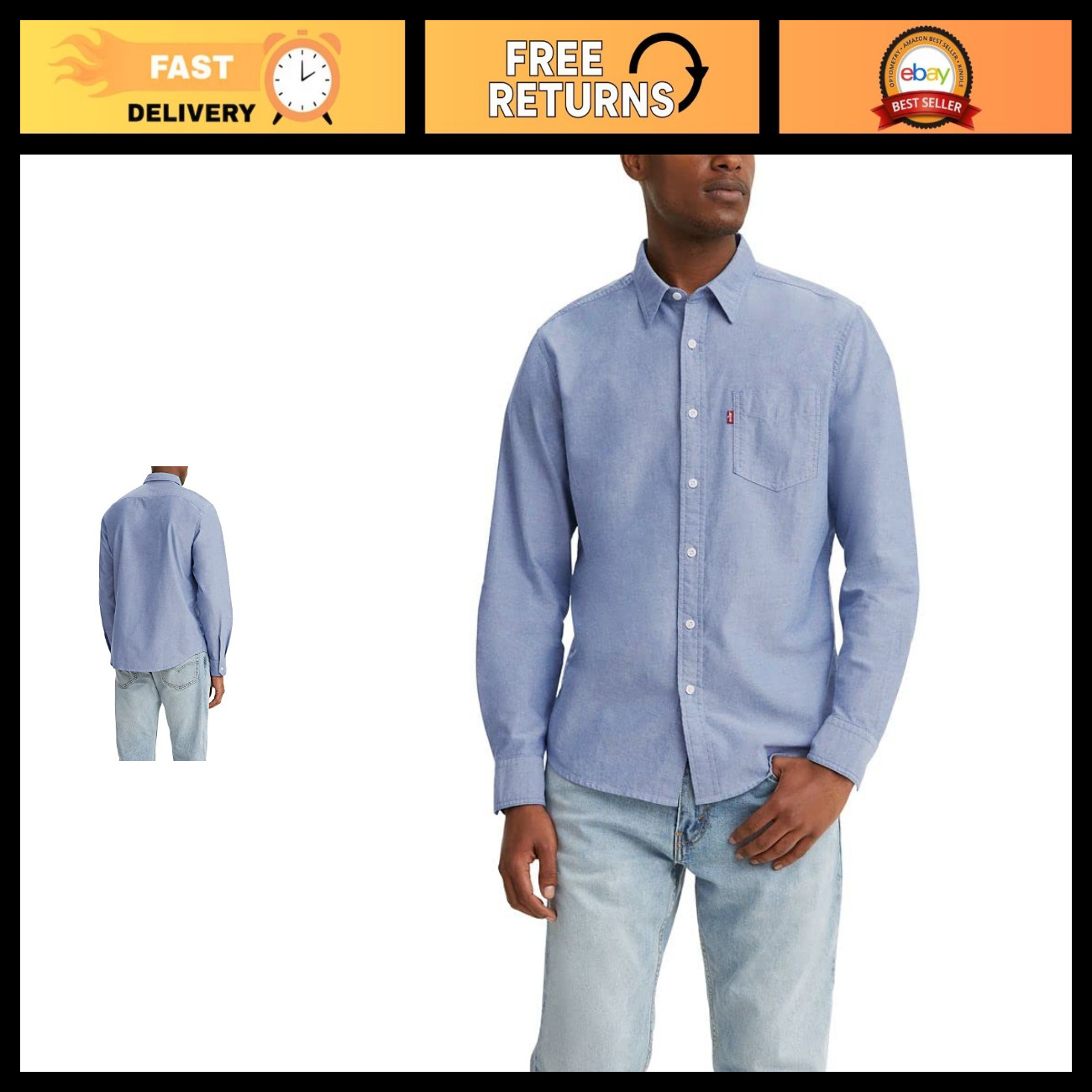 Levi's Men's Classic 1 Pocket Long Sleeve Button Up Shirt