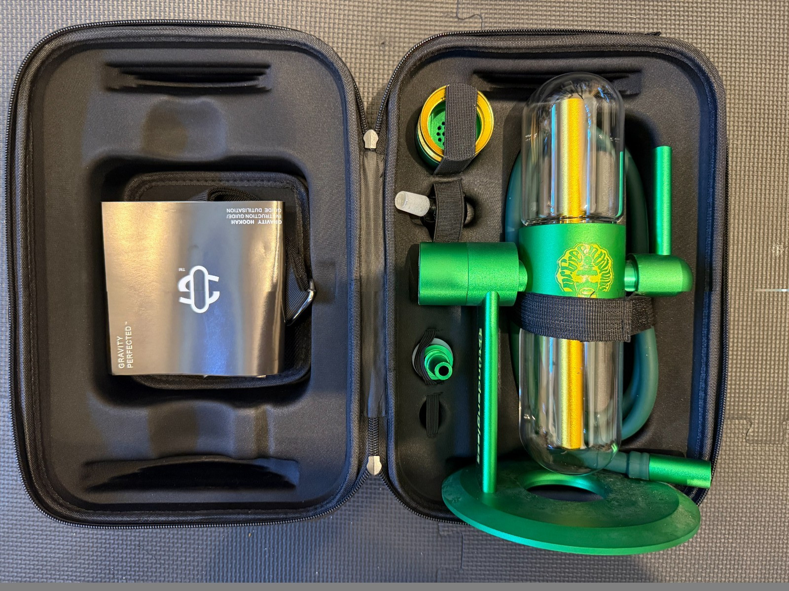 360Degree Gravity Hookah Kompact Gravity Infuser w/ Carrying Case Green