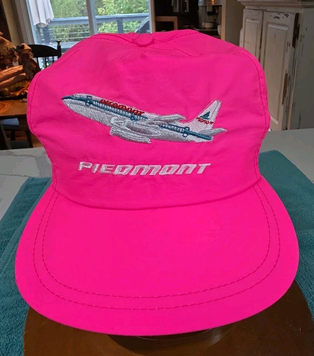 Vtg Piedmont Airlines PINK Hat Cap Boeing 747 NOS