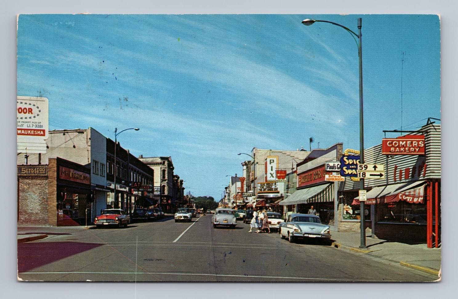 North Prairie Wisconsin WAUKESHA West Main Street 1959 Downtown Scene