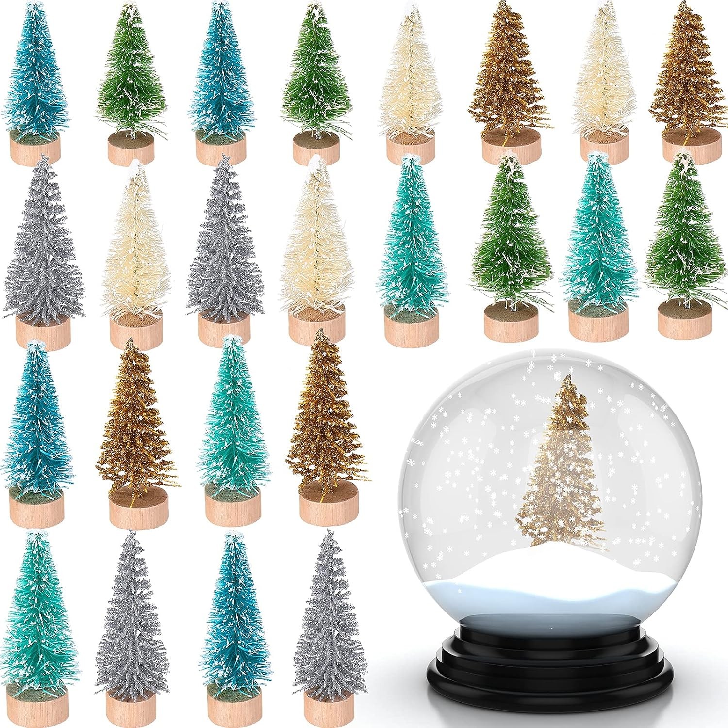 24 Multicolor Miniature Sisal Christmas Tree Decorations Craft Tiny Trees