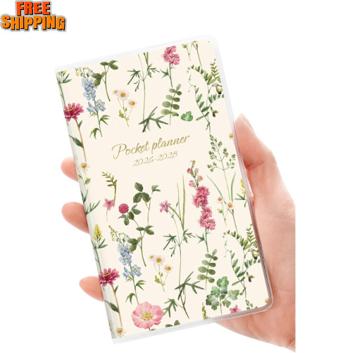 Pocket Calendar 2026-2028 for Purse, 2 Year Monthly Planner Pocket Size with Cle
