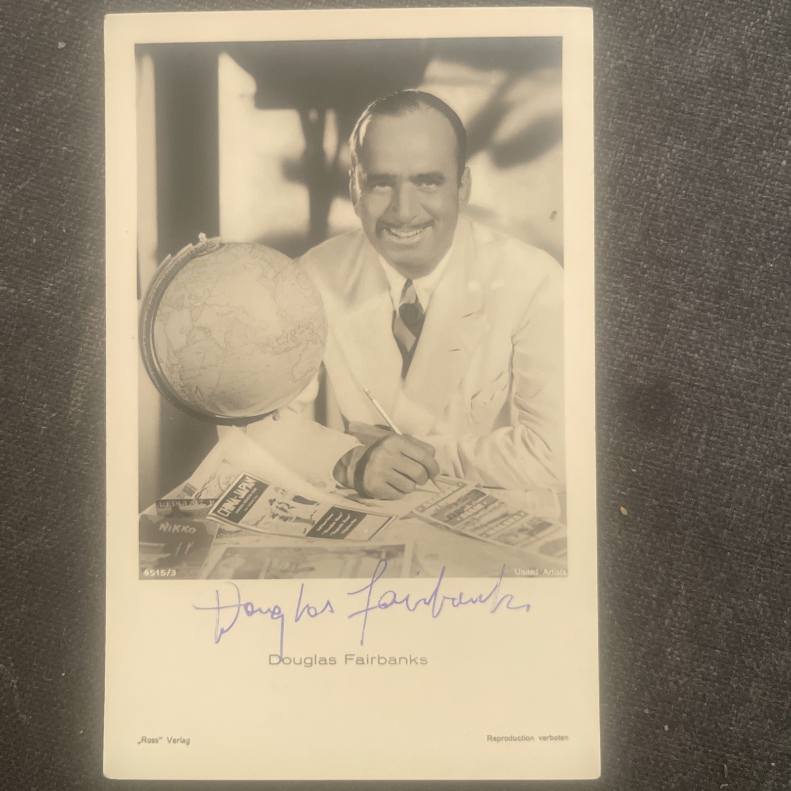 Vintage Douglas Fairbanks Signature Original Autograph Cinema Postcard