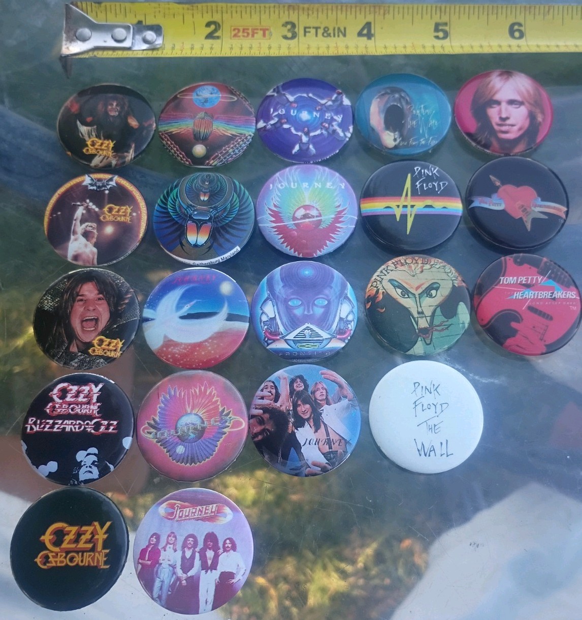  21- Vintage 1980s Rock Band Pinback Buttons: Ozzy,Pink Floyd,Tom Petty, Journey