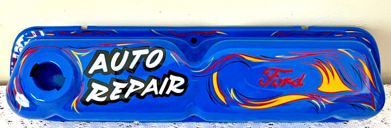 Vintage FORD Valve Cover SHOP SIGN Pinstriped Hotrod Garage Art AUTO REPAIR
