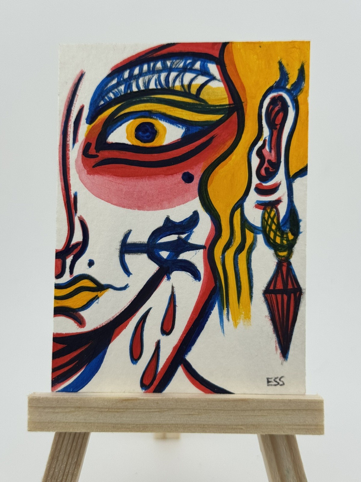 ACEO original art woman power strong Figurative contemporary 1/1 card deco girl