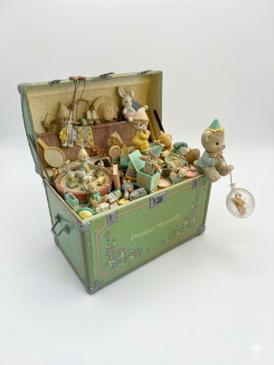 Vintage 1991 Enesco Precious Moments My Favorite Things Toy Chest Music Box