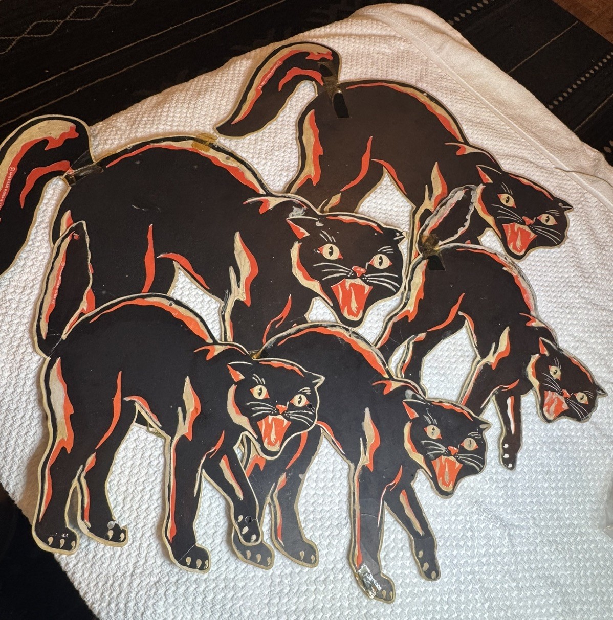 Vintage 1940\'s Halloween American Merri-Lei Black Cat Die Cut Decoration