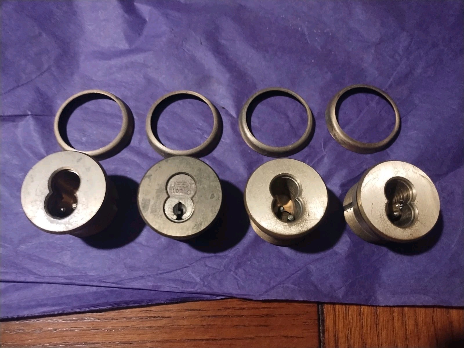 JUMBO LARGE BRASS BEST DOOR LOCK DEADBOLT CYLINDERS LOT OF 4