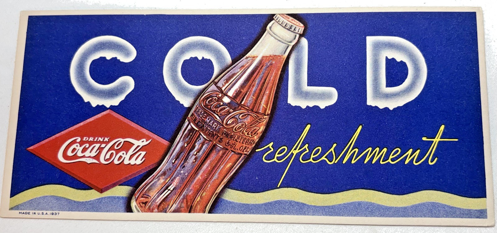 Vintage 1937 Coca Cola Cold Refreshment Ink Blotter Coke Advertising