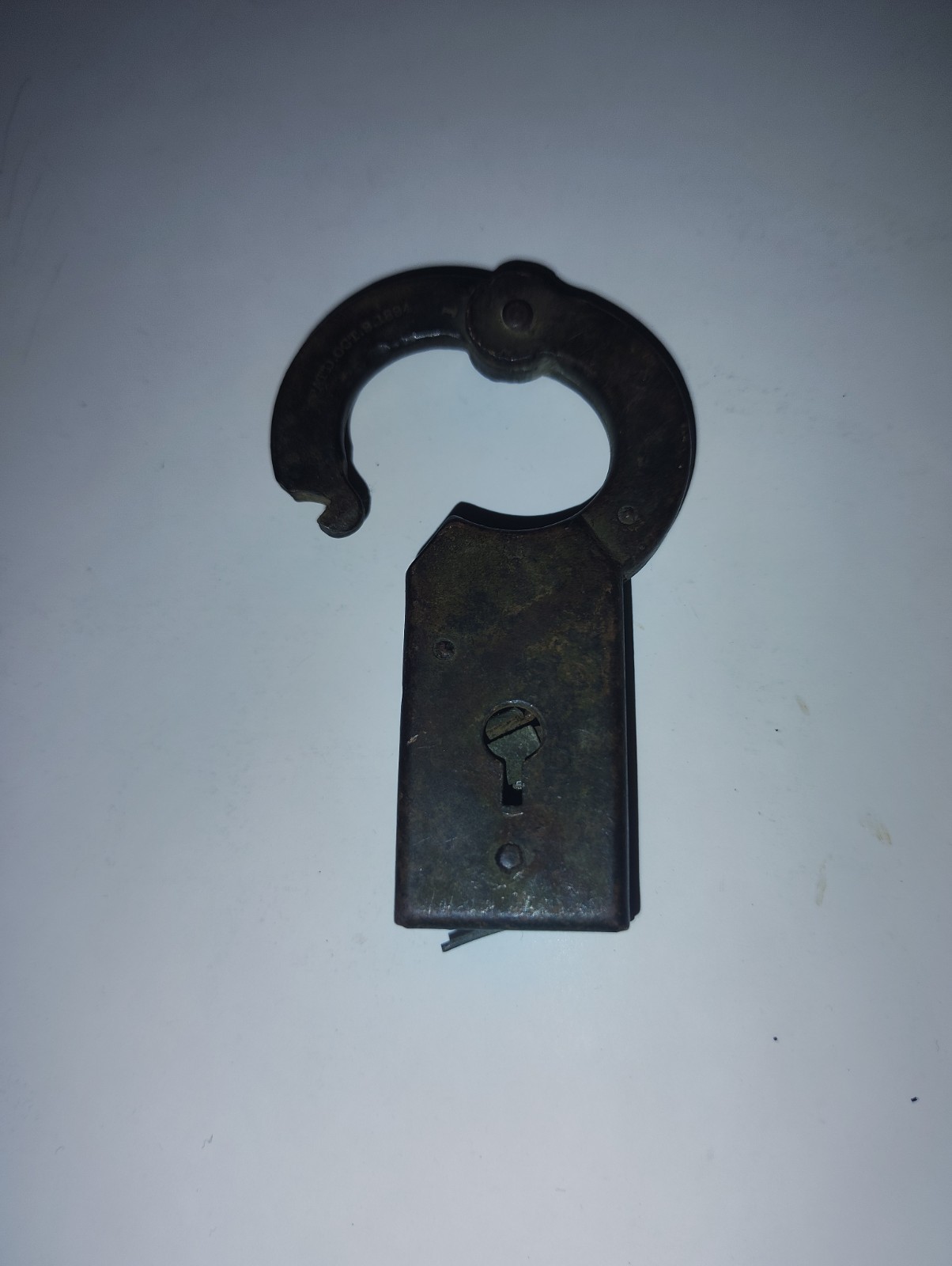 Vintage Antique 1894 Patent Brass Padlock Climax Rectangular Story Lock No Key