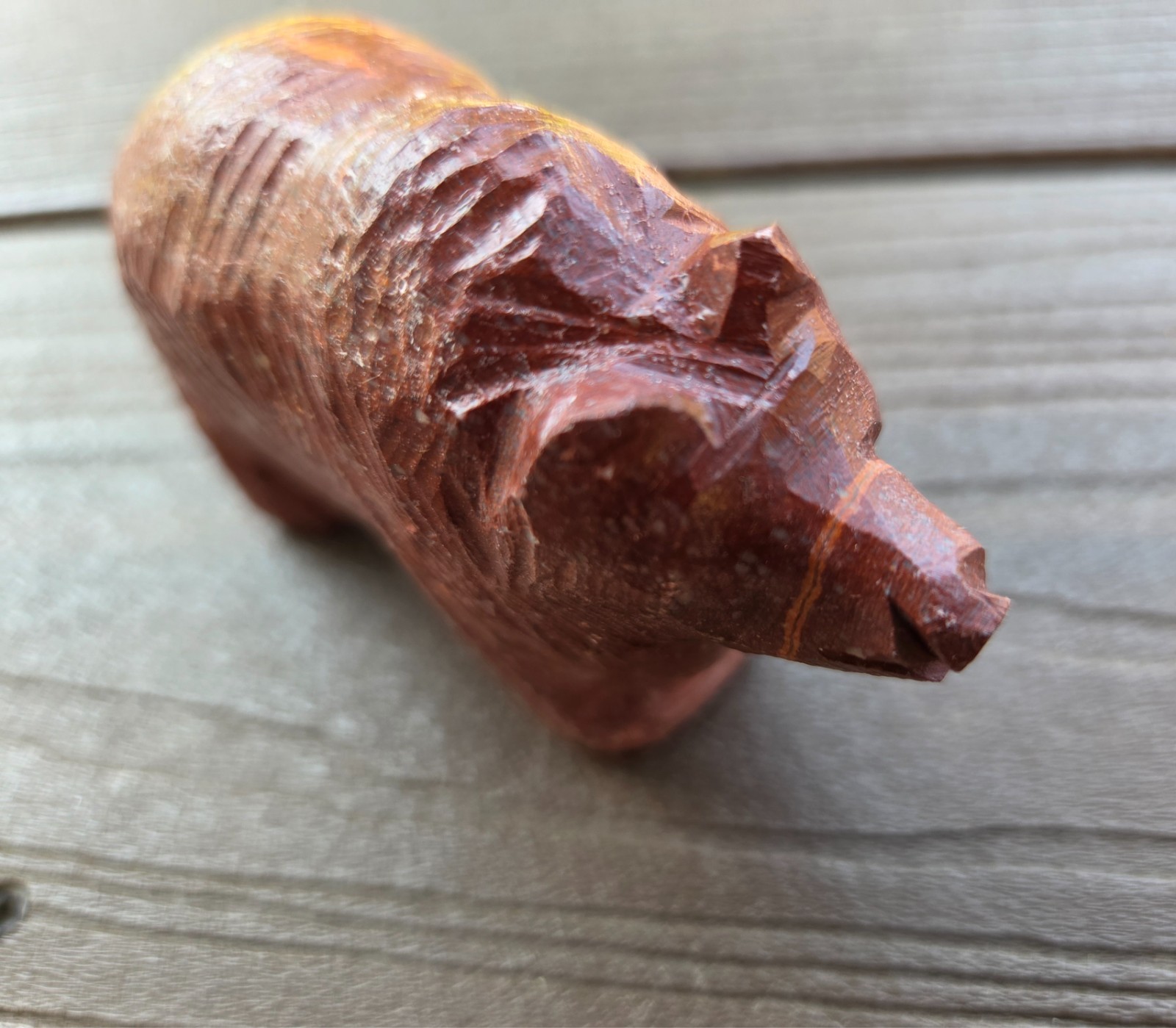 Vintage Native American Hand-Crafted Catlinite Pipestone Bear Signed