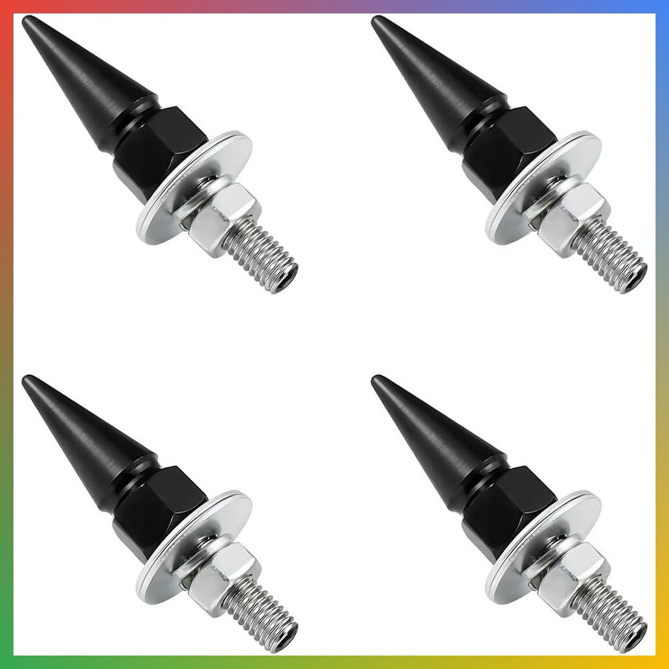 Spike License Plate Screws Black Aluminum Car Truck Motorcycle Fasteners 4PC