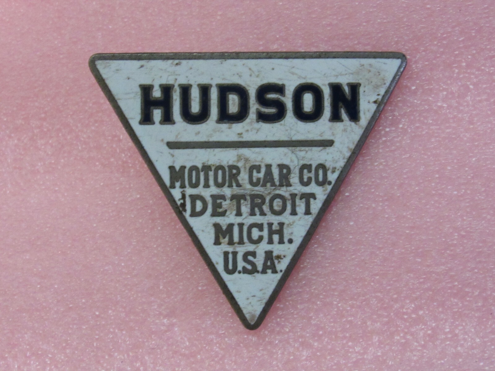Vintage 1919-20  Hudson Detroit Radiator Badge Enamel Rare Trim Sign Emblem Car
