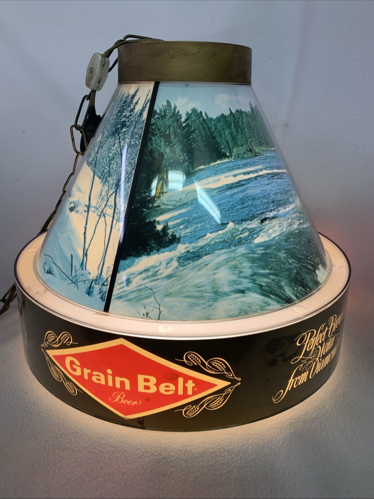 Vintage 1960’s Grain Belt Beer 4 Seasons Hanging Swag Light Lamp