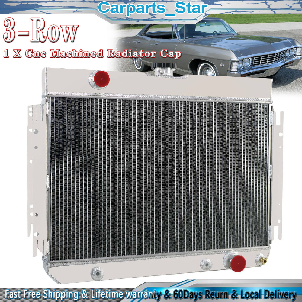Fits Chevy 63-68 Chevelle Bel Air Impala Caprice Biscayne Aluminum Radiator 3Row