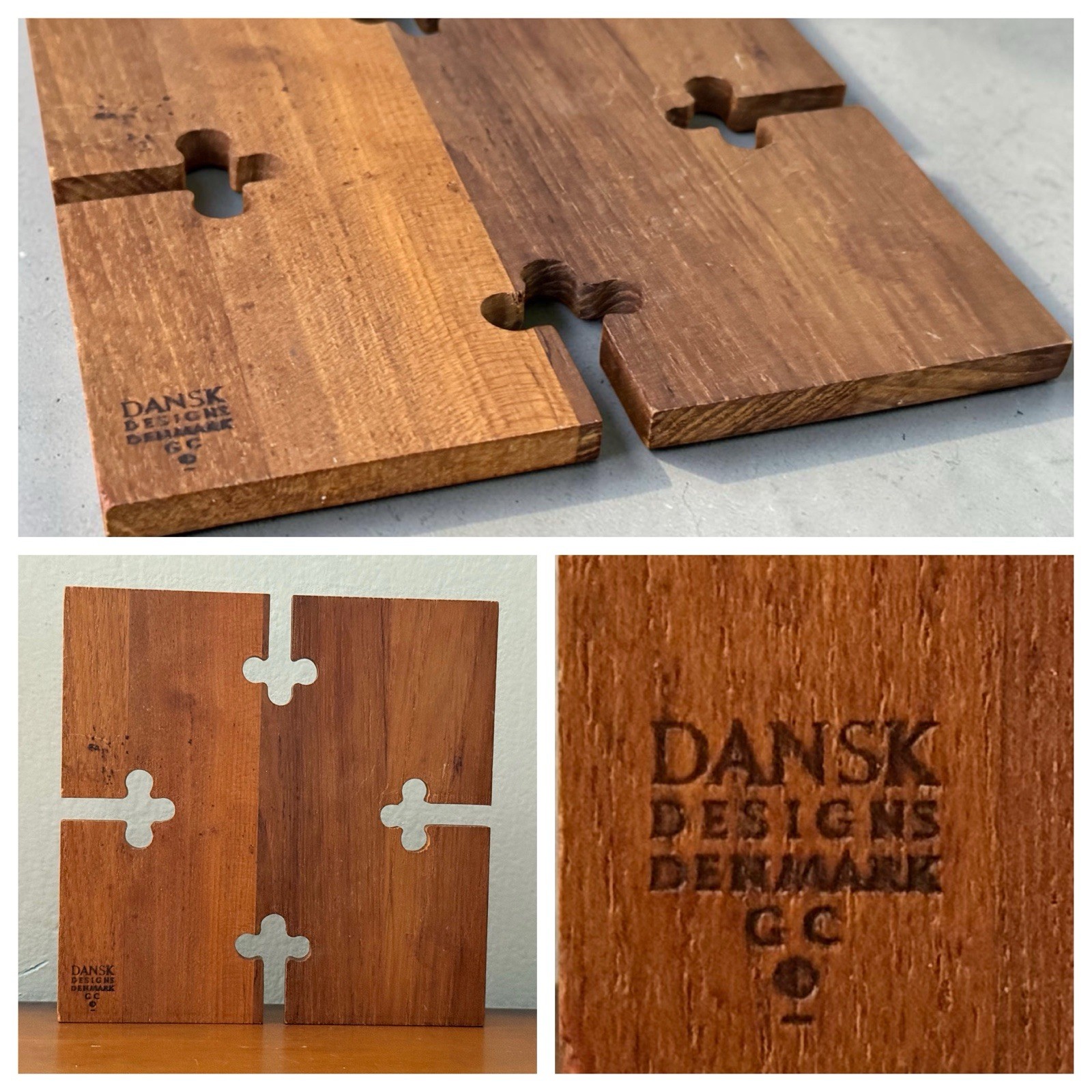 VTG Mid Century Gunner Cyan Teak Keyhole 6” Trivet MCM Dansk Designs Denmark