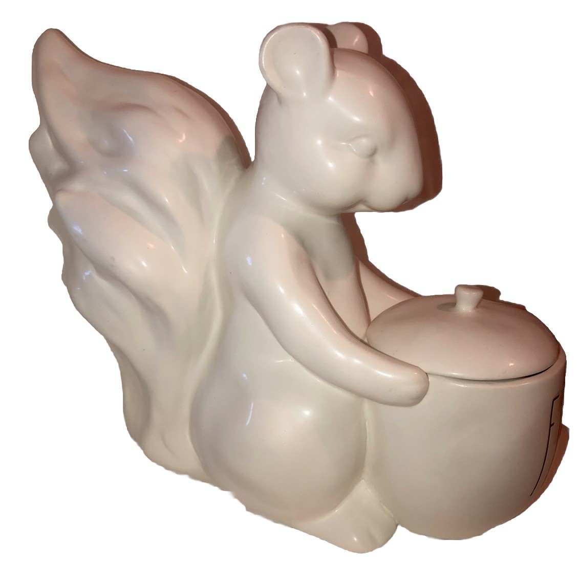 Adorable RARE Rae Dunn Large Magenta ￼FALL Squirrel Acorn Canister Figurine 11” 