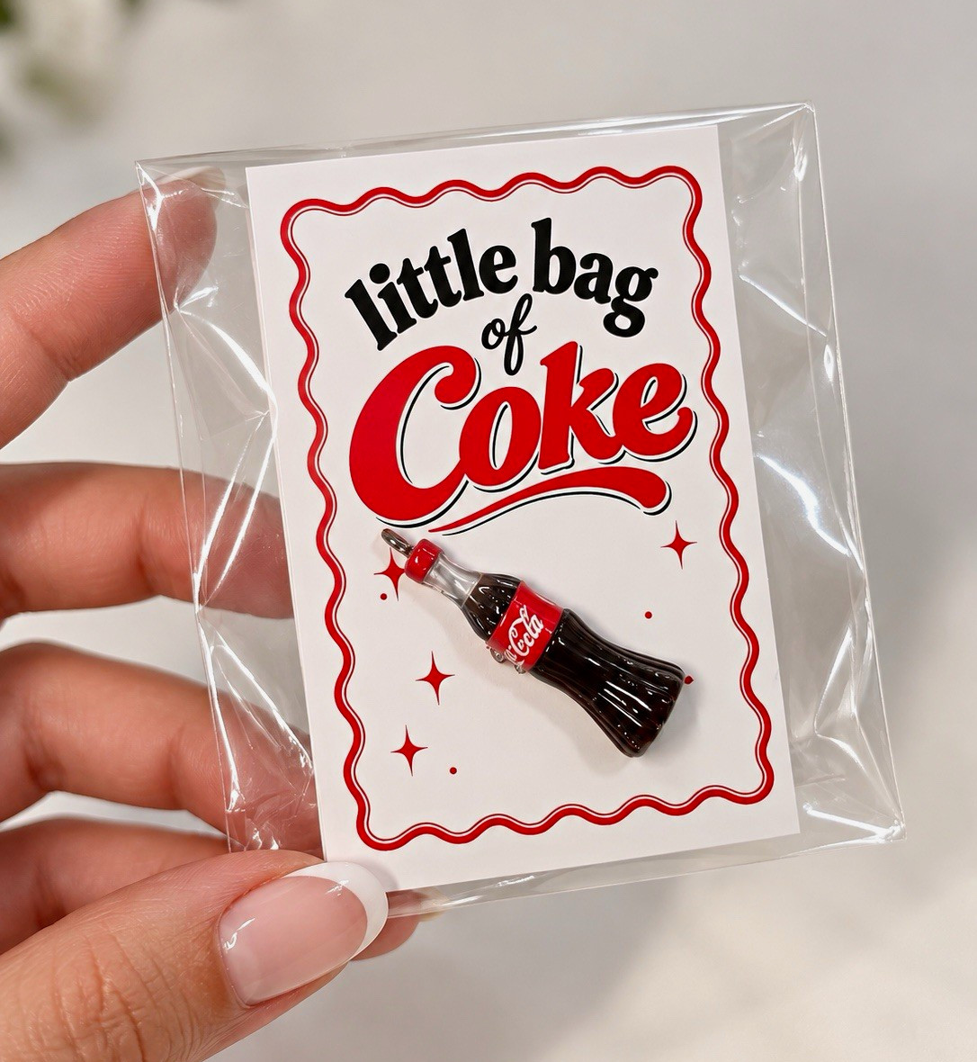 Coca-Cola Mini Coke Bottle Charm Little Bag of Coke Gag Gift