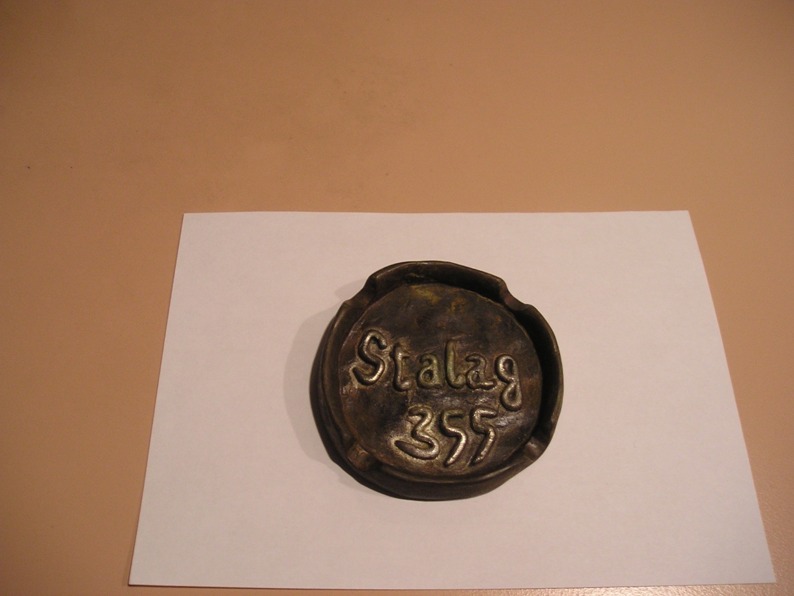 WW 2 GERMAN STALAG 355 TRENCH ART ASHTRAY