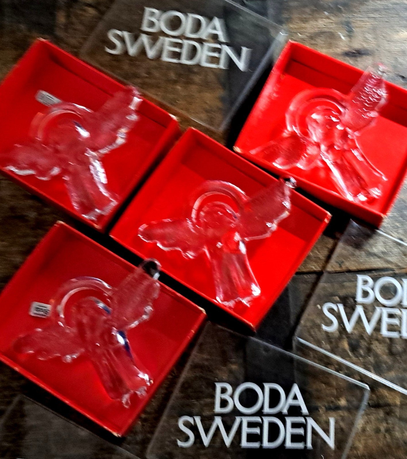 4 Vtg Swedish KOSTA BODA Xmas ANGEL ornaments 