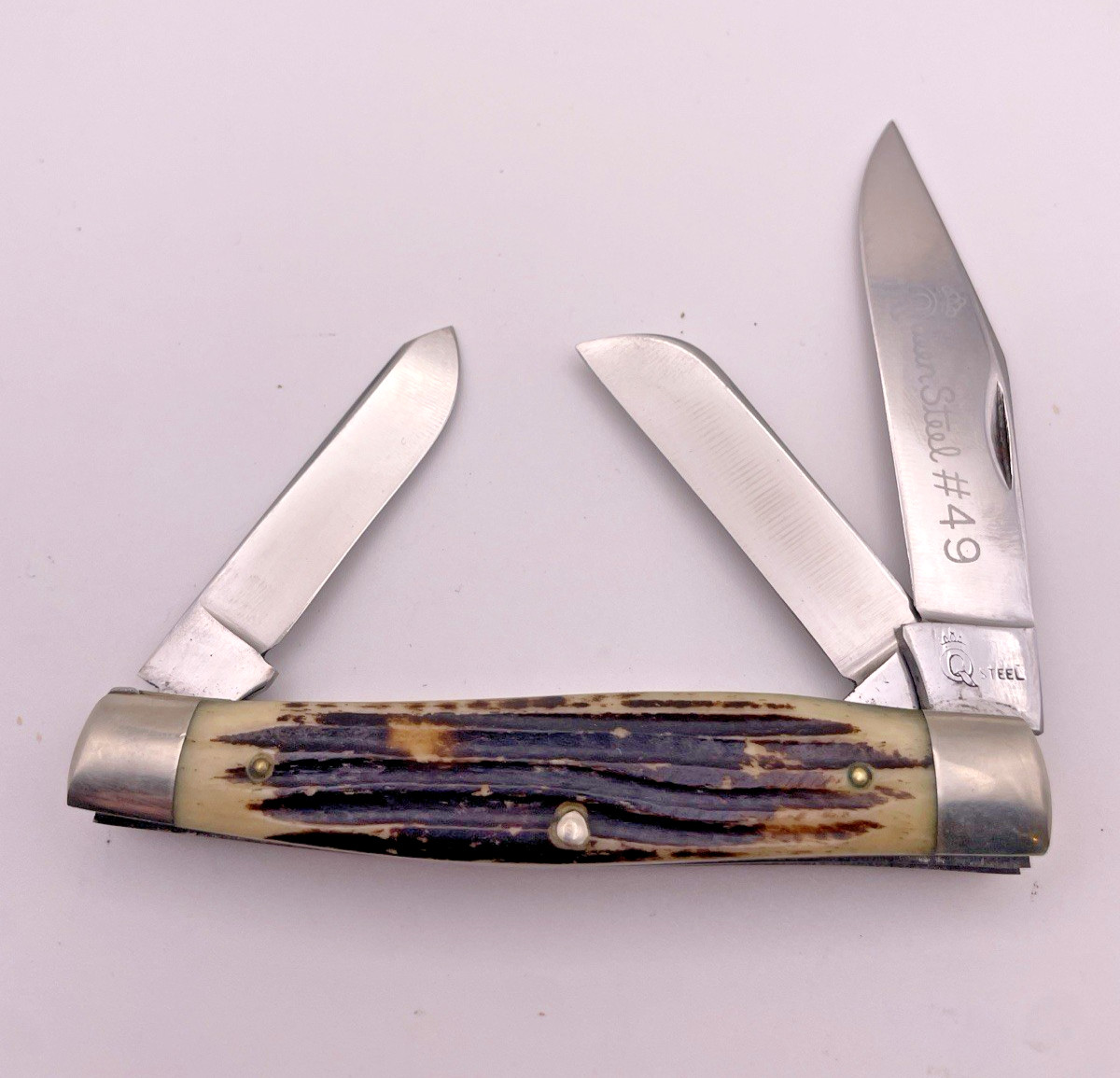 Vintage USA Queen Steel #49 3 Blade Large Stockman Knife 1961-1971