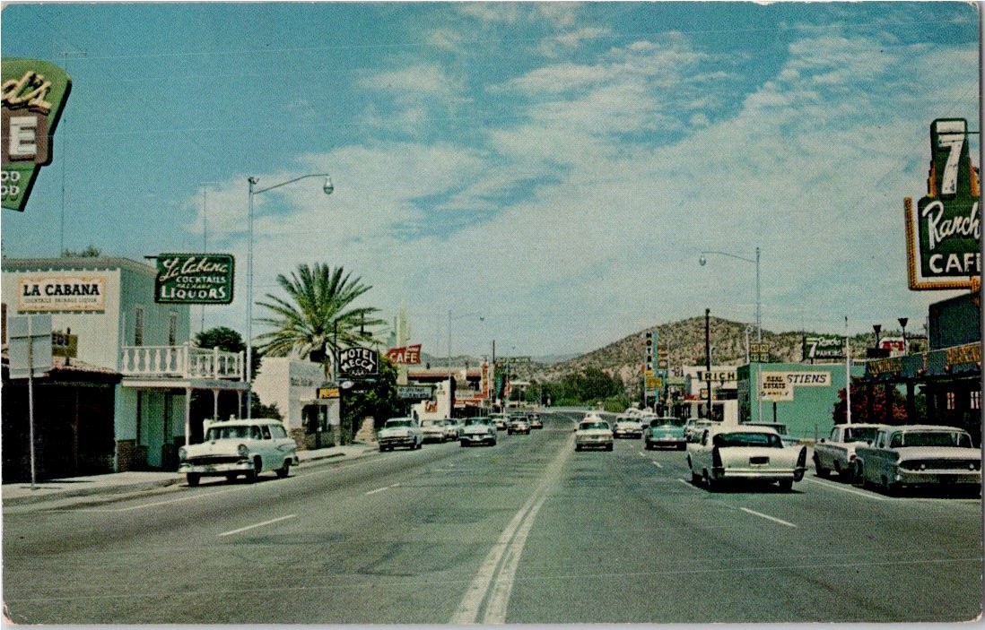 Wickenburg Arizona Main Street Vintage Chrome Postcard 1950s Desert Town