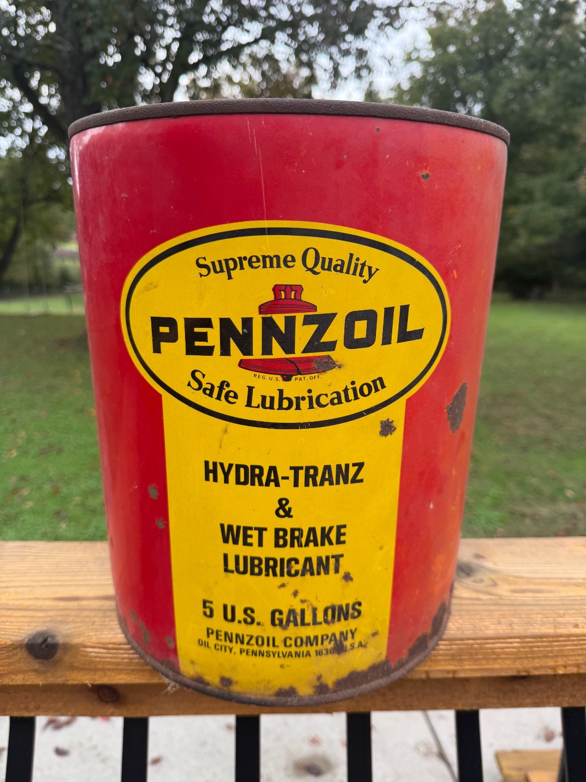 Vintage Pennzoil 5 Five Gallon Metal Oil Can Empty 