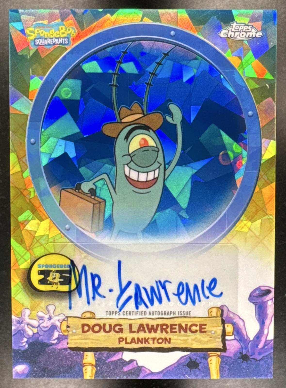 2025 Topps Chrome SpongeBob Sapphire Doug Lawrence as Plankton Auto #SA-P