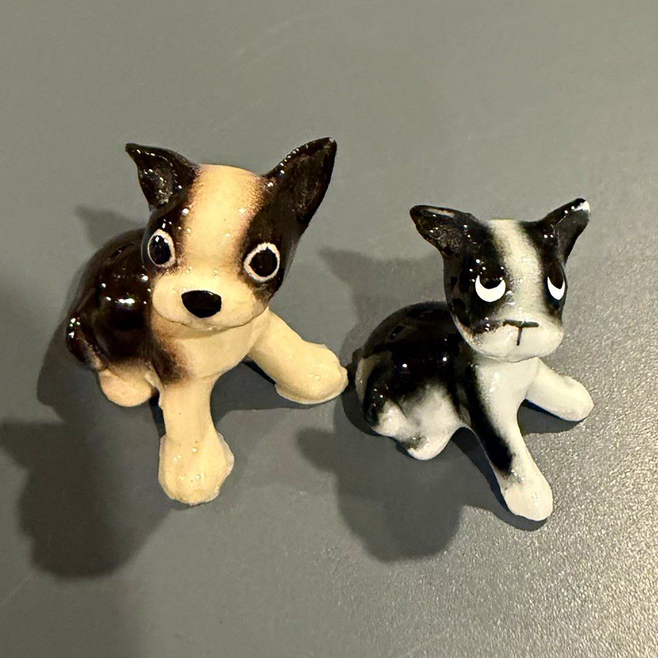 Retired Vintage Hagen Renaker Miniature Boston Terrier Dog Mini Figure 1.0” 