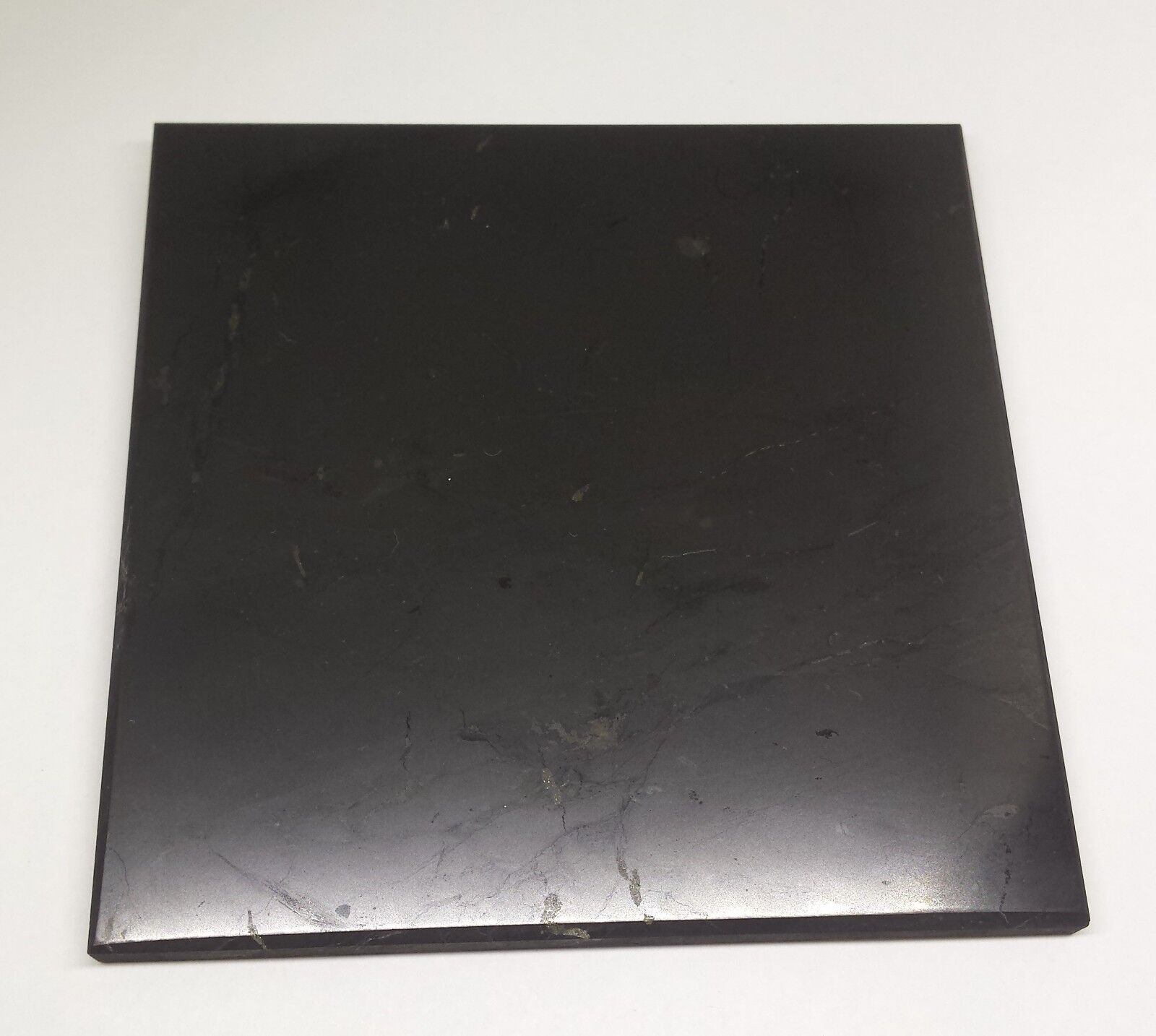 Shungite Stone Tile Plate 100 x 100 mm approx 4 x 4 inch POLISHED thick 10-11 mm