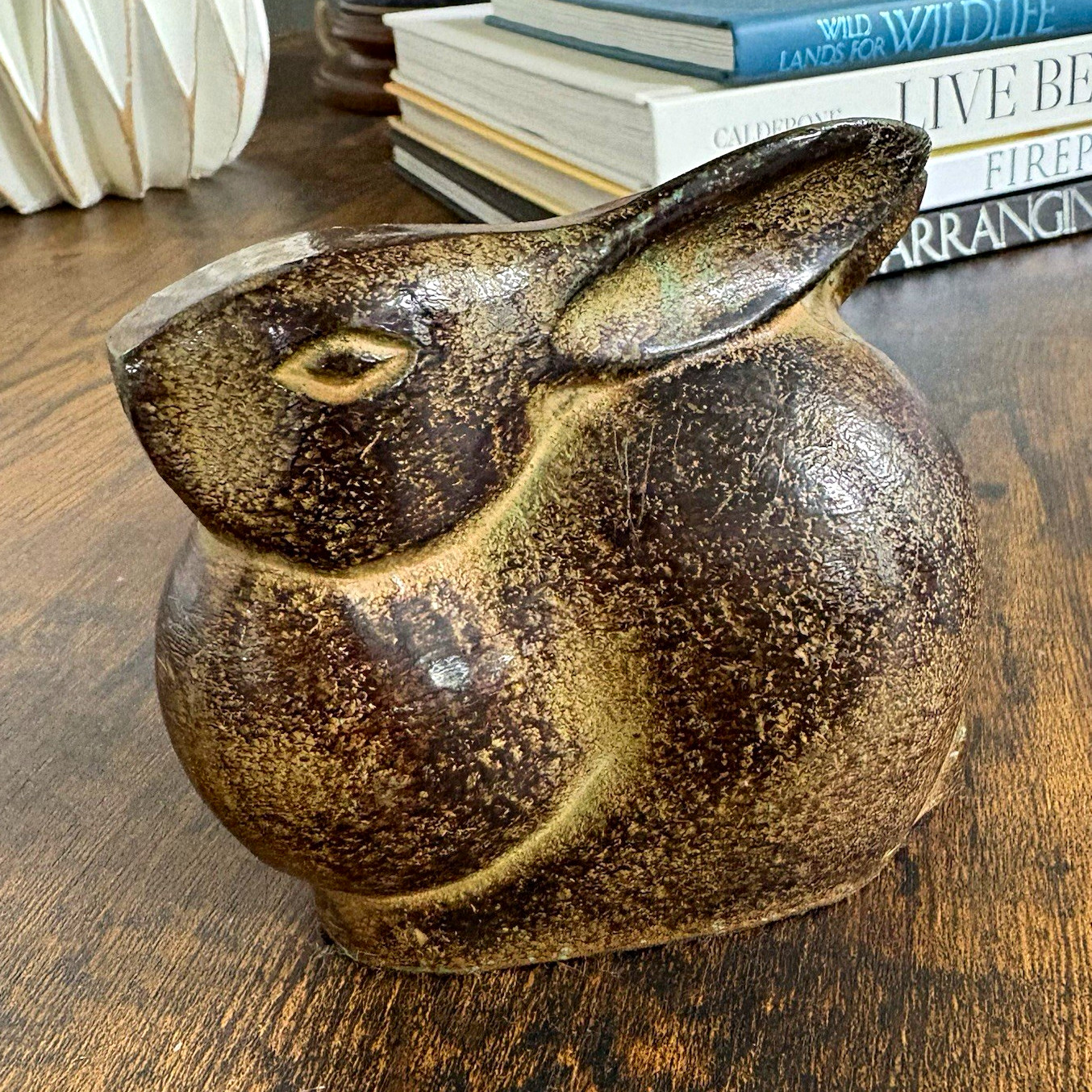 Achla Designs Cast Aluminum Small Moon Bunny Figurine Bronze 3.75\