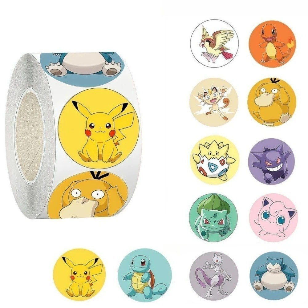 500Pcs/Roll Cute Pokemon Pikachu Cartoon Anime Sealing Stickers Decoration DIY P