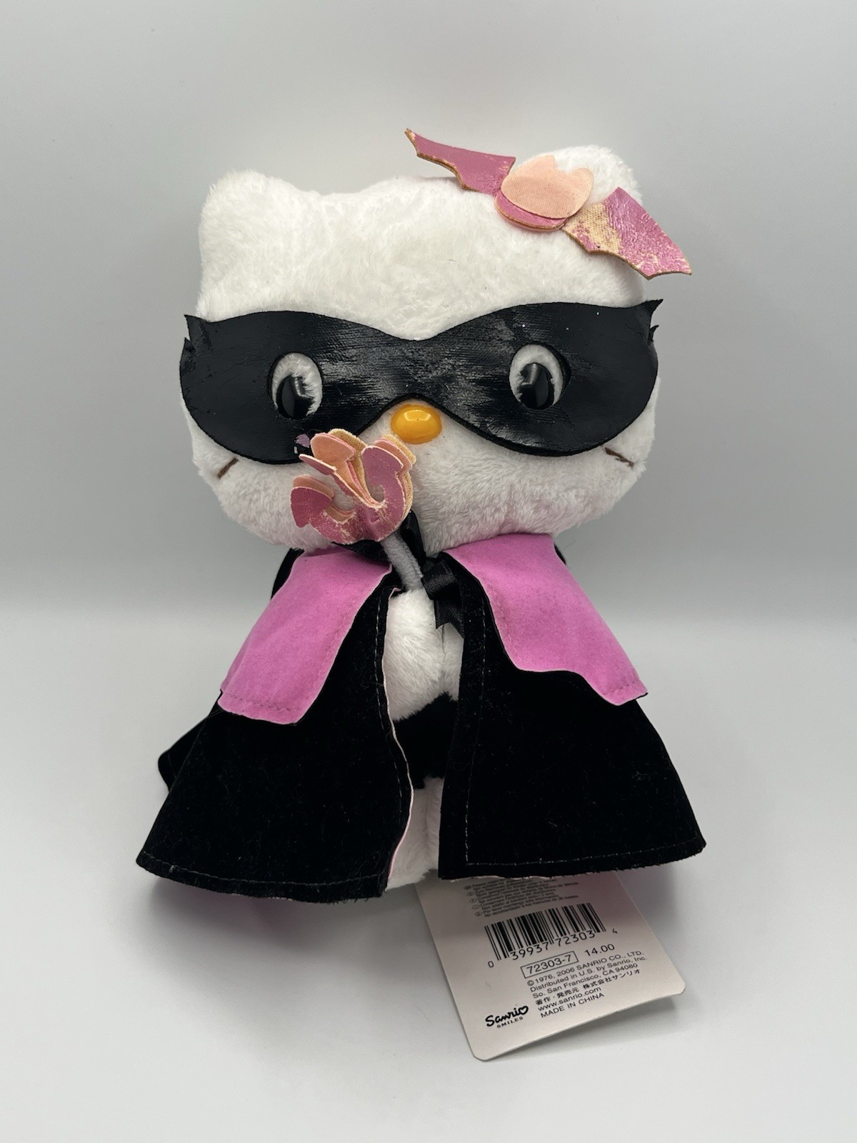 Sanrio Smiles  Hello Kitty Halloween Devil Plush Black Cape Trident 6.5