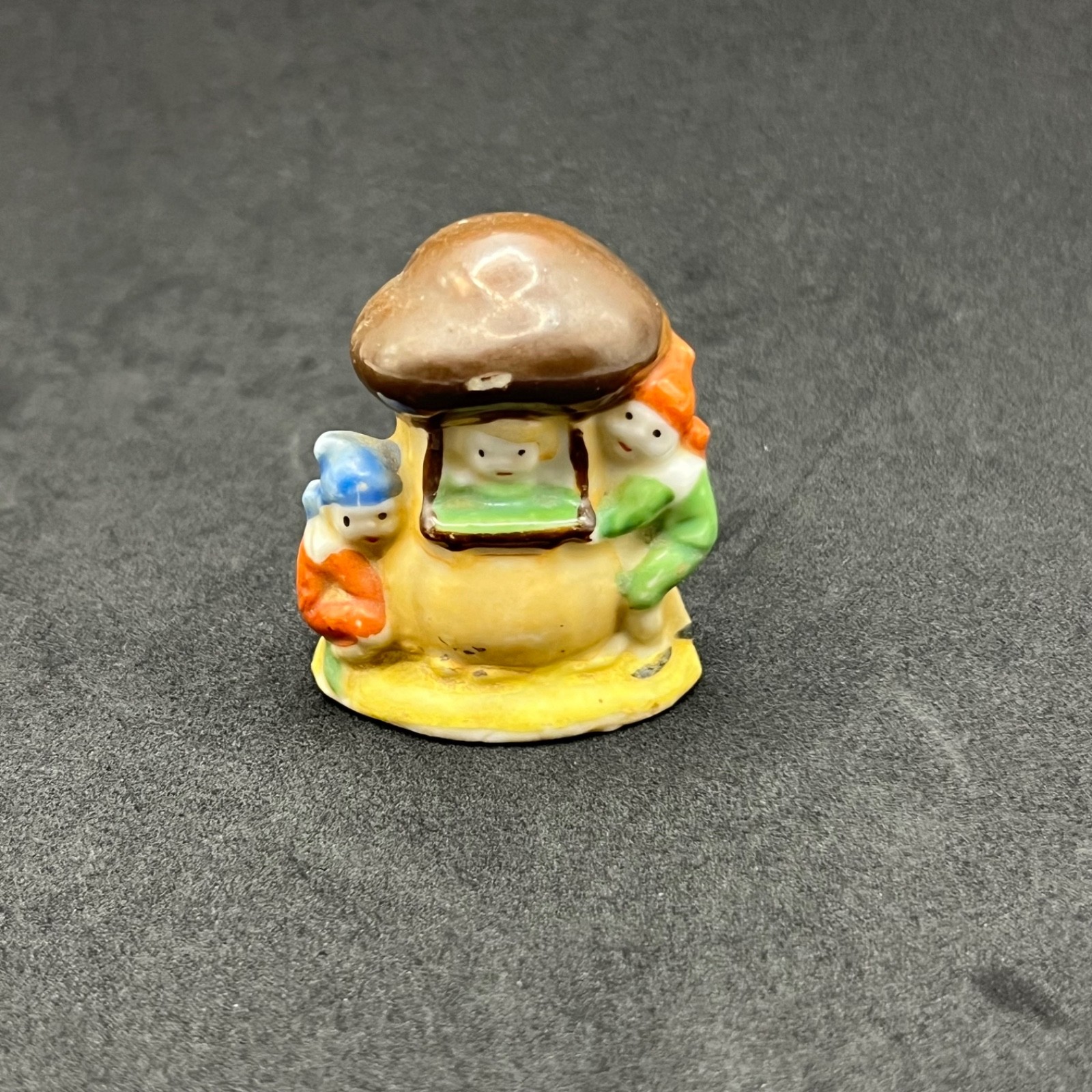 Vintage Occupied Japan Ceramic Elves Pixie Mushroom House Fairy Garden Figurine