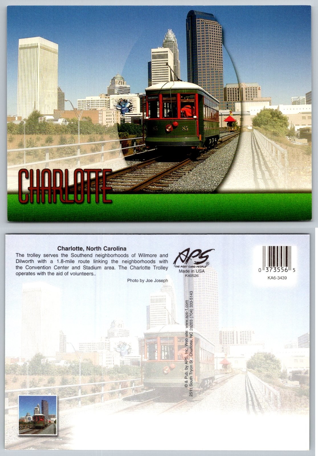 Continental Charlotte North Carolina The Charlotte Trolley Streetcar Postcard