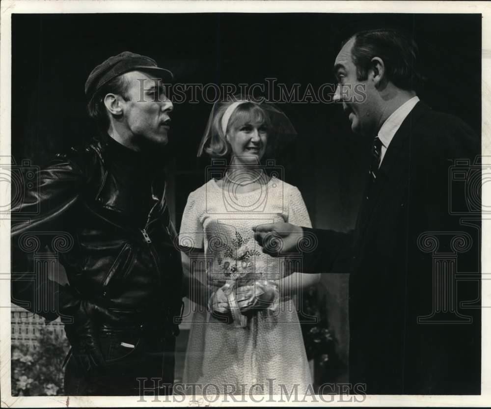 1968 Press Photo John Gilbert, Pat Hamilton, George Vogel in The Little Murders